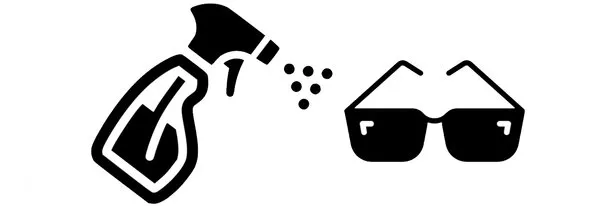 Sanificazione degli occhiali senza danneggiarli.